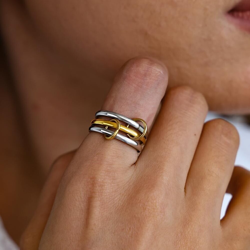 Versatile Women's Stackable Rings Set 14k Gold Pl… - image 4